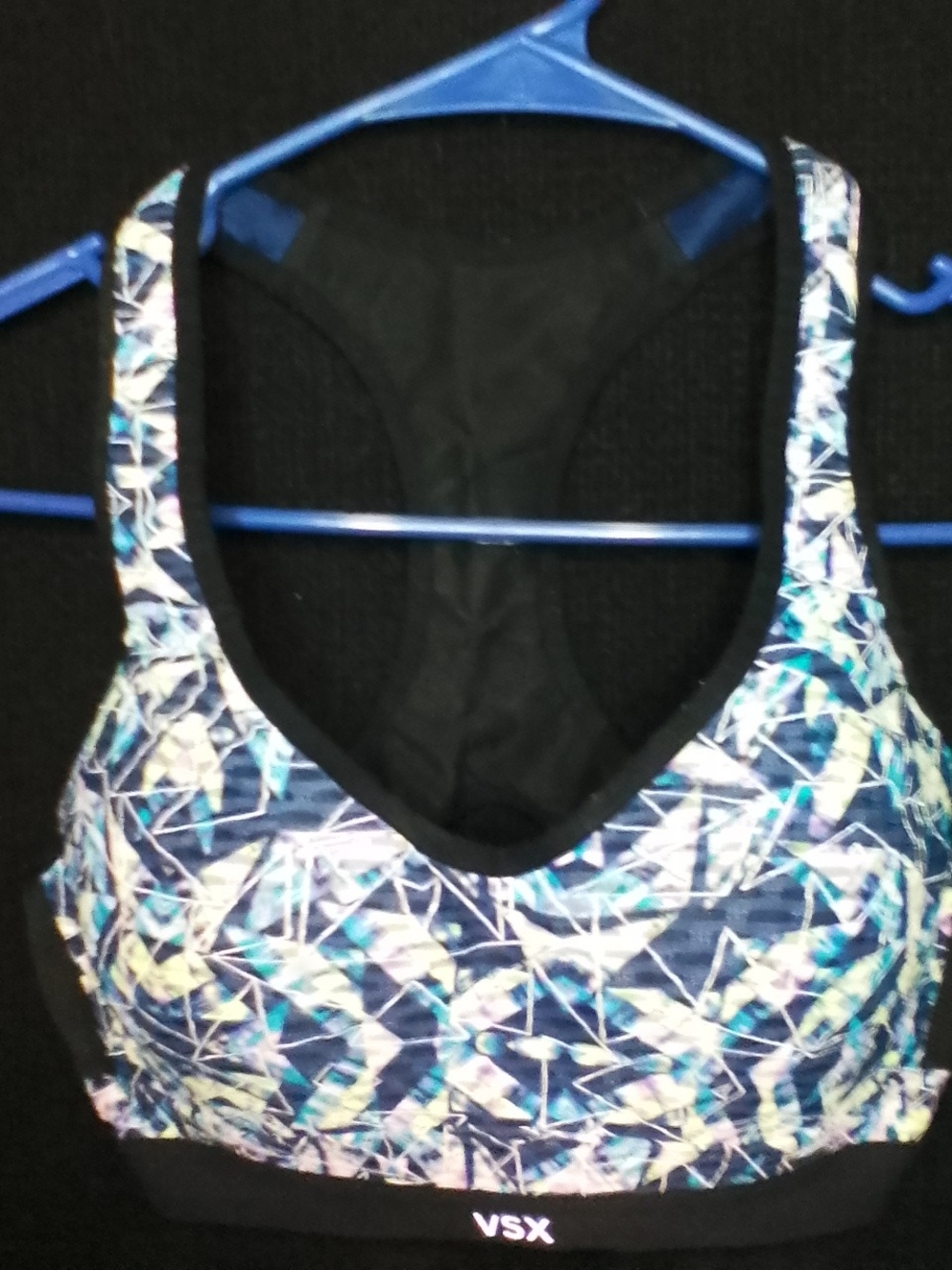 VSX Women's Blue Geometric Sports Bra Padded 32C